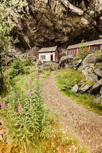 Helleren Házak Jossingfjordban Mentén Egersund Flekkefjord Között Sokndal Település Norvégia — Stock Fotó