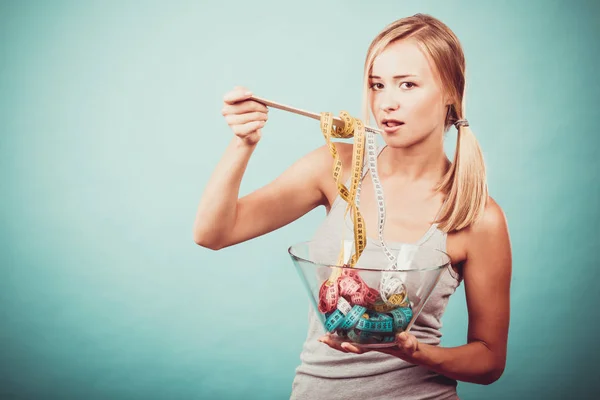 Dieta Alimentação Saudável Perda Peso Conceito Corpo Magro Apto Menina — Fotografia de Stock