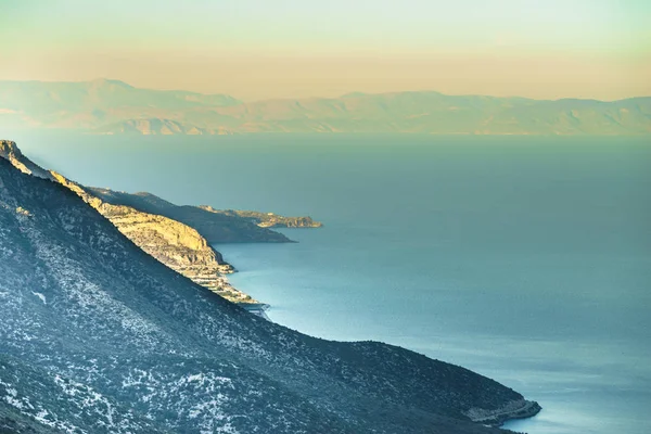 Hora Verano Grecia Hermosa Costa Griega Junto Orilla Del Mar —  Fotos de Stock