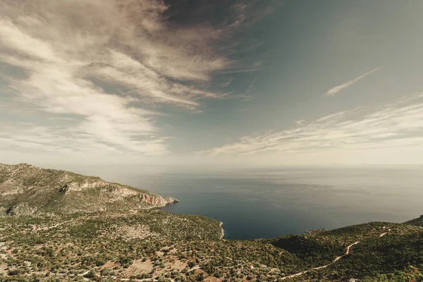 Vista Desde Las Montañas Griegas Sobre Hermoso Paisaje Sobre Nivel — Foto de Stock