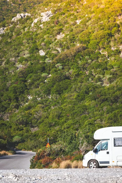 Tourism Vacation Travel Camper Van Motorhome Nature Greece — Stock Photo, Image