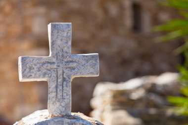 Yunan taş Mezarlığı, mimari detay, Vathia Mani Yunanistan çapraz