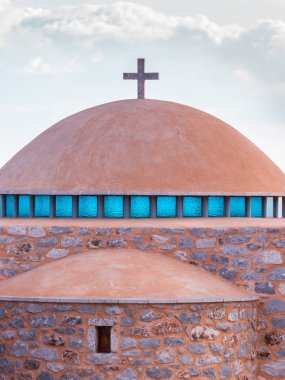 Mimari şapel kubbesinin haçlı detayları, Mora Yunanistan. Mimari tema.