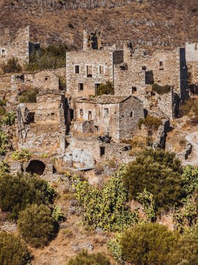 Yunanistan Mani Yarımadası. Geleneksel stil taş kule. Laconia Moreloponnese, Avrupa