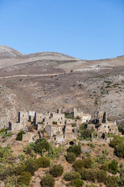 Yunanistan Mani Yarımadası. Geleneksel stil taş kule. Laconia Moreloponnese, Avrupa
