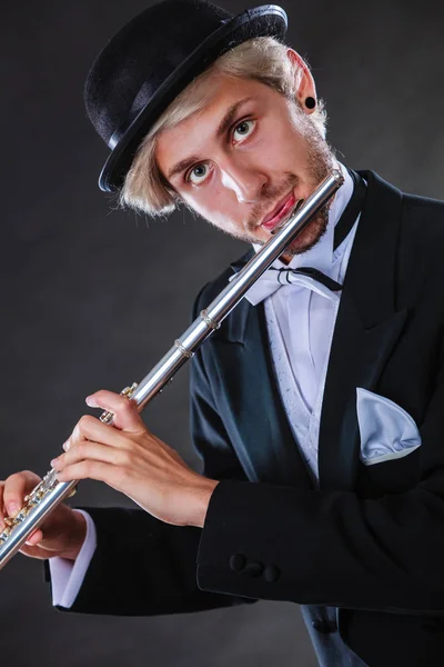 Klassieke Muziek Passie Hobby Concept Elegant Gekleed Muzikant Man Spelen — Stockfoto