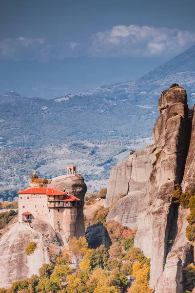 Klasztor Rousanou Barbarain Formacji Skalnej Meteora Tesalia Grecja Greckie Miejsca — Zdjęcie stockowe