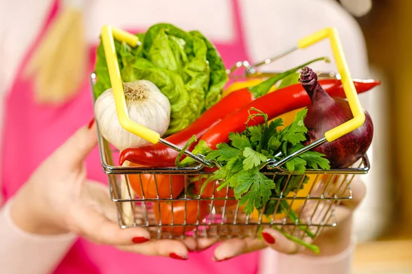 色とりどりの野菜が並ぶショッピングバスケット 健康的な食生活 栄養ベジタリアンフード — ストック写真