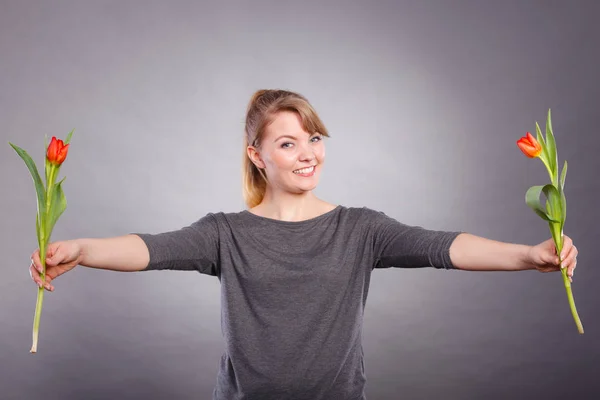 Casual Vrijetijdsbesteding Schoonheid Natuur Flora Concept Aantrekkelijke Dame Dansen Met — Stockfoto