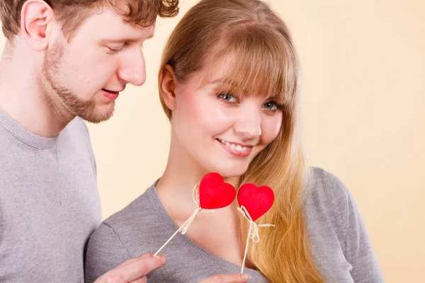 Romaanse Relatie Geluk Concept Gelukkige Paar Met Hart Man Vrouw — Stockfoto