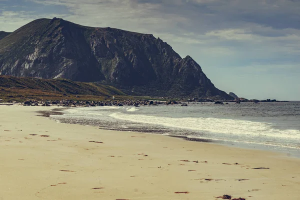 Seascape Havet Med Sandstrand Semesterorten Bleik Andoya Norge Vesteralen Skärgård — Stockfoto