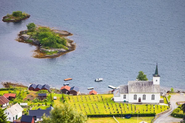 Bruvik Lutheran Church Island Osteroy Noruega Condado Hordaland — Foto de Stock