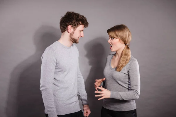 Bad Relationship Divorce Expressive Young Couple Yelling Shouting Husband Wife — Stock Photo, Image