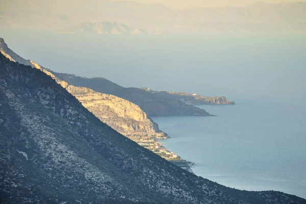 Hora Verano Grecia Hermosa Costa Griega Junto Orilla Del Mar — Foto de Stock