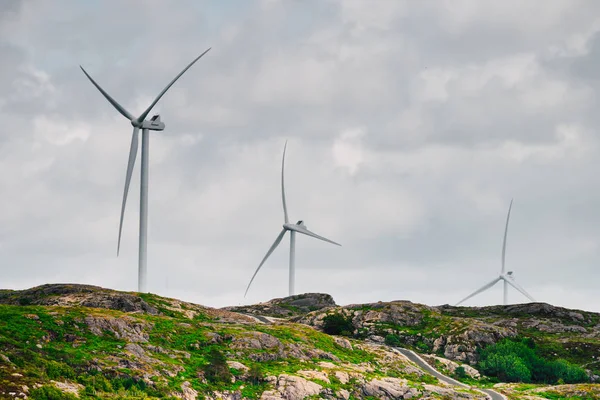 Parc d'éoliennes sur les collines côtières — Photo