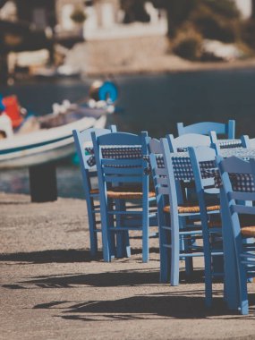 Yunanistan Deniz kıyısında açık kafe Açık Restoran
