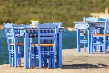 Yunanistan Deniz kıyısında açık kafe Açık Restoran