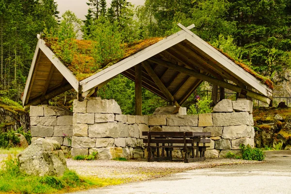 Piknik terület Road, Norvégia — Stock Fotó