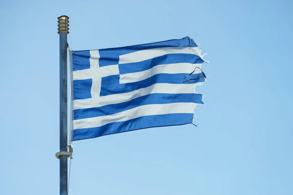 Bandeira grega acenando o vento . — Fotografia de Stock