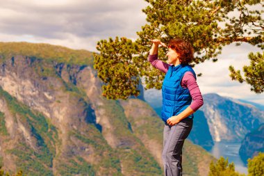 Dağların tepesindeki turist, Norveç