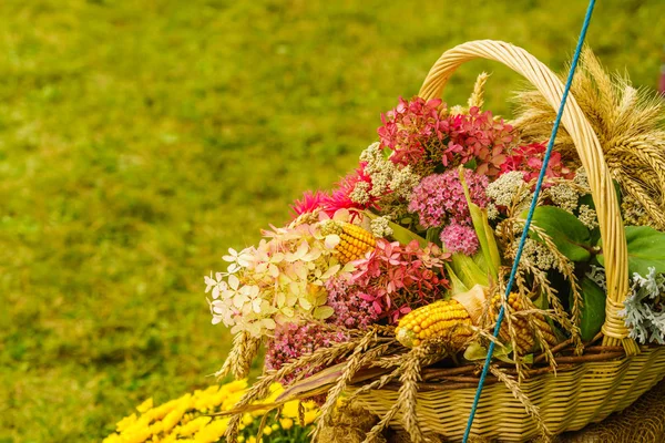 Ramillete de flores de campo y heno —  Fotos de Stock