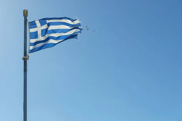 Bandeira grega acenando o vento . — Fotografia de Stock