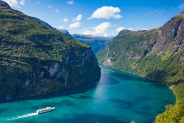 Fjord Geirangerfjord-Cruise Ship, Norveç.