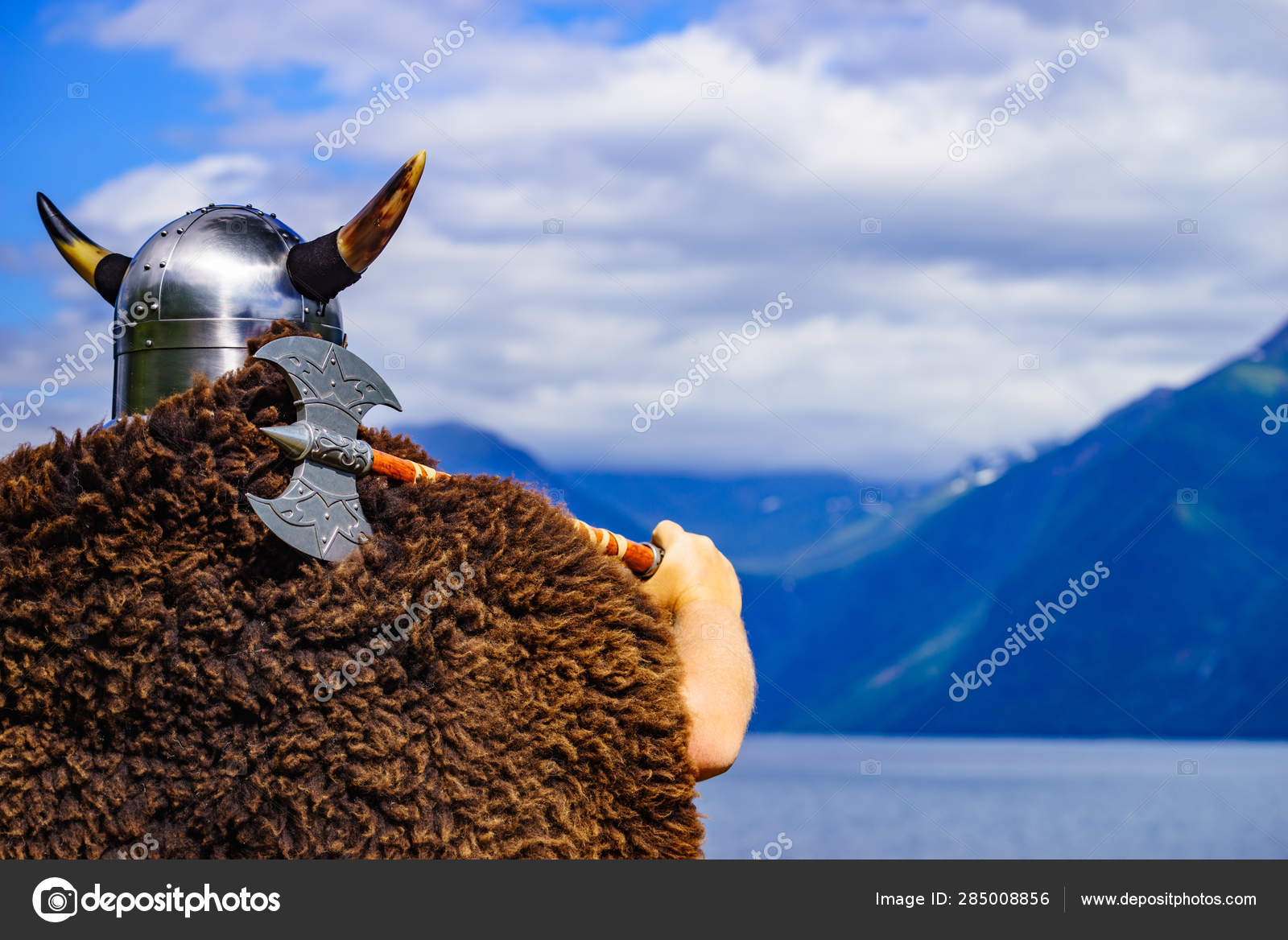 Viking Warrior On Fjord Shore Norway Stock Photo C Anetlanda