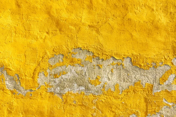 Starý Ošlehaný Malované Žlutá Barva Peeling Zeď Grunge Pozadí — Stock fotografie