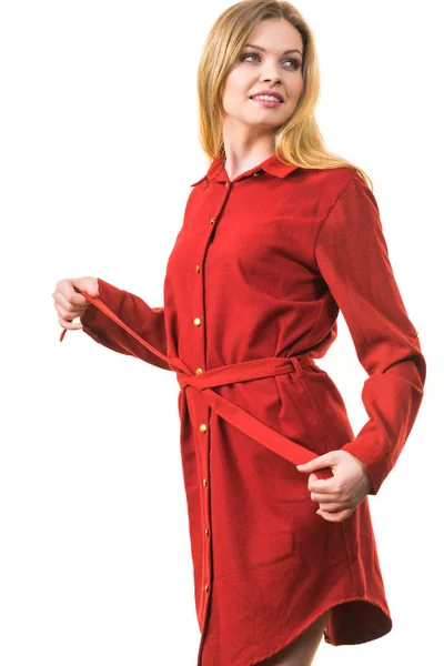 Female wearing casual red dress — Stock Photo, Image