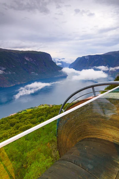 Fjord táj Stegastein nézőpontból Norvégia — Stock Fotó