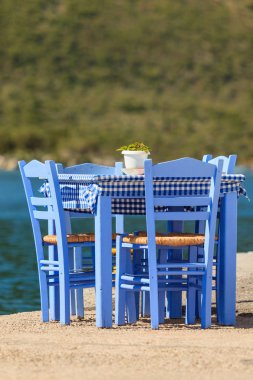 Yunanistan Deniz kıyısında açık kafe Açık Restoran