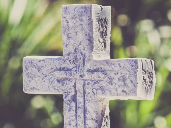 Greek stone cross on burial ground — Stock Photo, Image