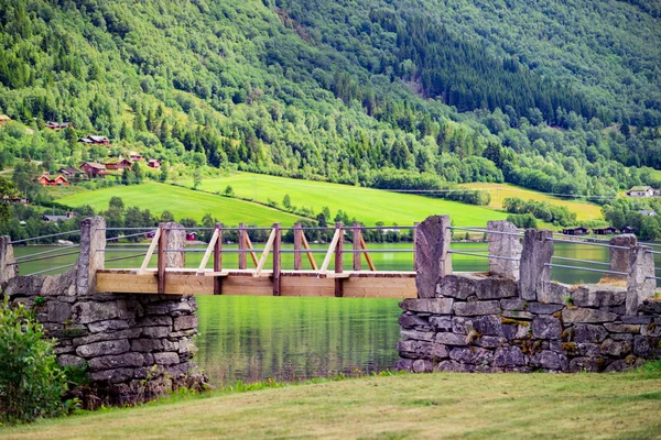 Fjord landscaope met brug Noorwegen — Stockfoto