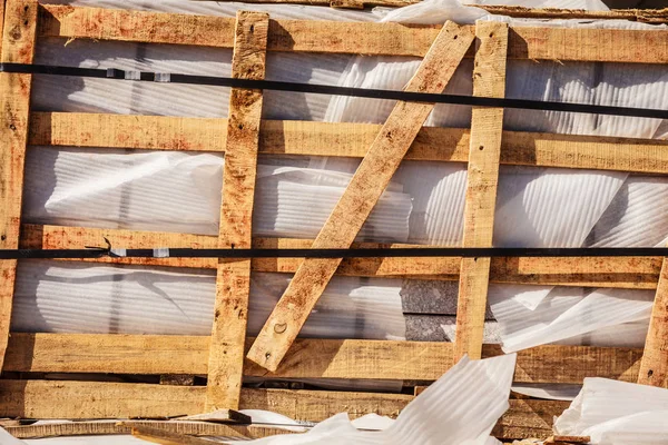 Detailed closeup of wooden pallets — Stock Photo, Image