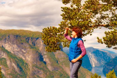 Dağların tepesindeki turist, Norveç