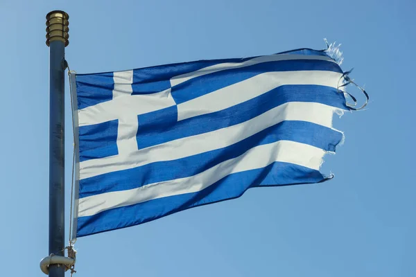 Greek flag waving o wind. — Stock Photo, Image