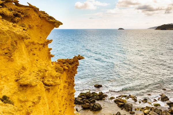 Cocedores Stranden Med Gula Sandformationer Vid Medelhavet Murcia Regionen Spanien — Stockfoto