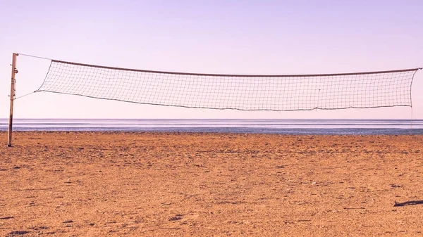 Sommersportgeräte Für Den Volleyball Netzwerkdraht Sandstrand Freien Aktiver Lebensstil — Stockfoto