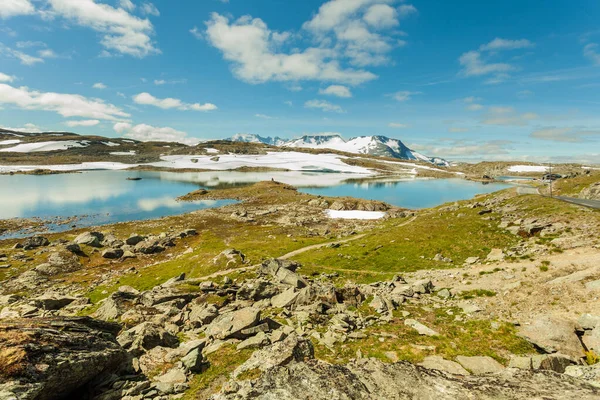 Sommar Fjäll Landskap Norge Nationell Turistattraktion Sognefjellet Från Lom Till — Stockfoto