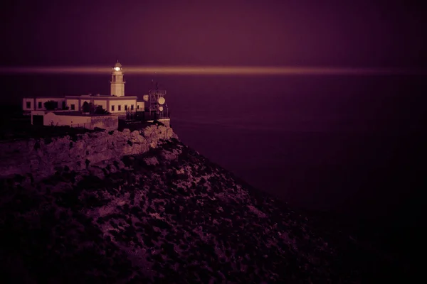 Geceleri Mesa Roldán Deniz Feneri Endülüs Spanya Nın Almerya Eyaletindeki — Stok fotoğraf