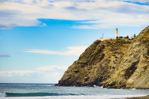 Küstenlandschaft Mit Leuchtturm Von Carchuna Costa Tropical Granada Andalusien Spanien — Stockfoto