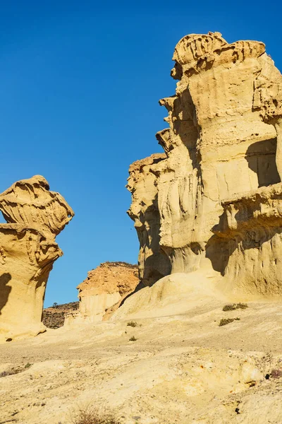 Den Förtrollade Staden Bolnuevo Eroderade Gula Sandsten Formationer Mazarron Murcia — Stockfoto