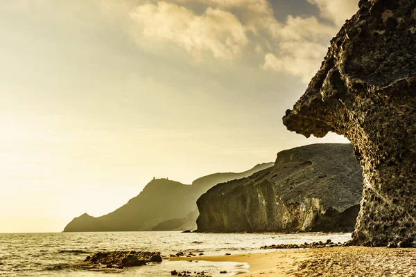 Strand Von Monsul Küstenlandschaft Naturpark Cabo Gata Nijar Provinz Almeria — Stockfoto