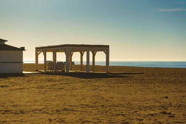 Bolnuevo Beach Murcia Region Costa Calida Spain Coastal Landscape Seats — Stock Photo, Image