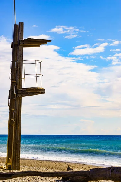 Sandstrand Med Livräddartorn Stranden Motril Costa Tropical Granada Andalusien Spanien — Stockfoto