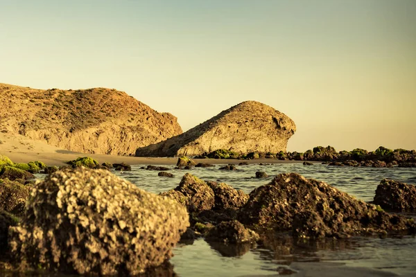 Playa Monsul Paisaje Costero Parque Natural Del Cabo Gata Nijar — Foto de Stock