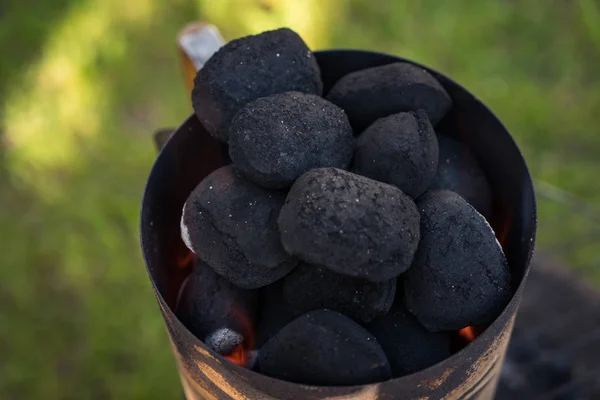 Grill Garden Party Sausages Meat Hot Briquette — Stock Photo, Image