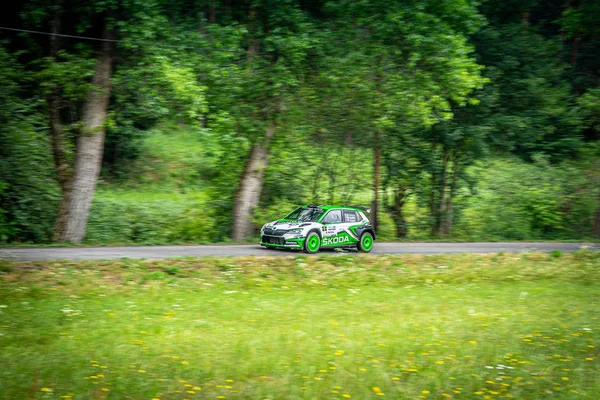 Rally Van Bohemen Een Van Rally Kampioenschappen Tsjechië Het Rijdt — Stockfoto