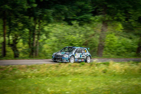 Rally Van Bohemen Een Van Rally Kampioenschappen Tsjechië Het Rijdt — Stockfoto